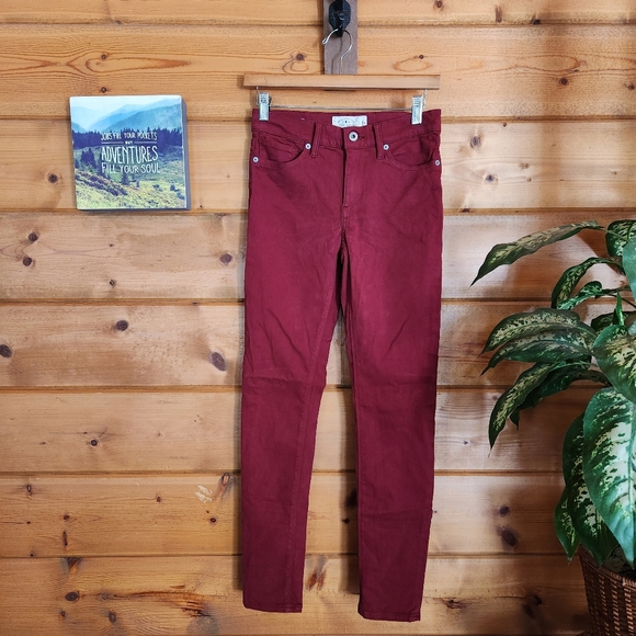 Lucky Brand 💜 Brooke Red Mid Rise Skinny Stretch Legging Ankle Jeans Sz 2 X 29" - Picture 1 of 12